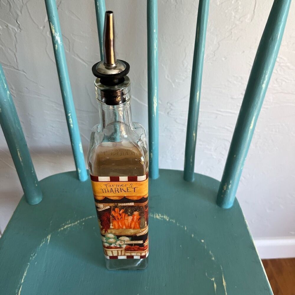 Farmers Market Oil & Vinegar Cruet Decanter Dispenser Bottle